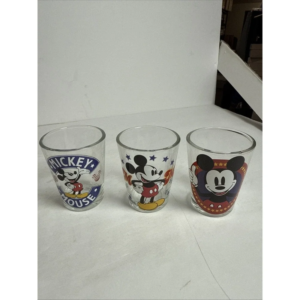 Set of 3 Disney Mickey Mouse 1.5oz Clear Shot Glasses Set No Box
